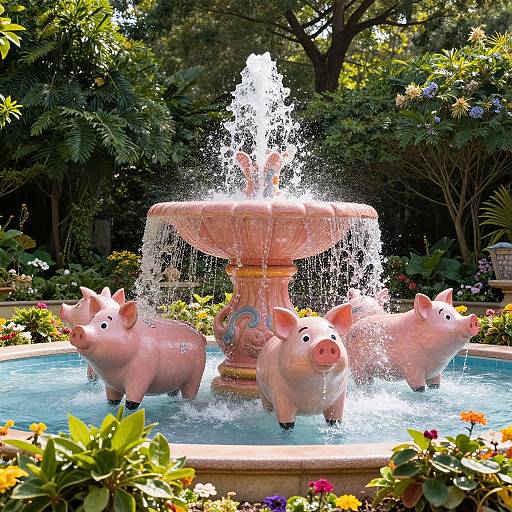 Miss Piggy Fountain in Enchanted Garden