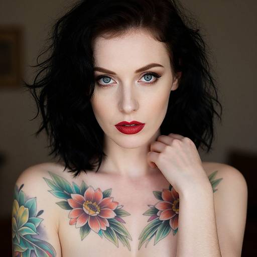 Tattooed Woman with Blue Eyes