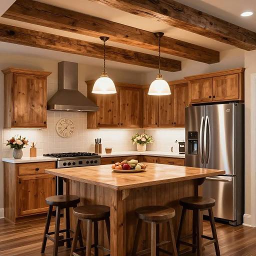 Rustic Cozy Kitchen with Warm Lighting