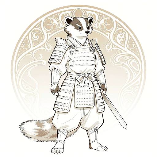 Anime Badger Samurai Guardian Portrait