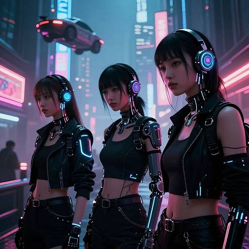 Cyberpunk Girls in Neon City