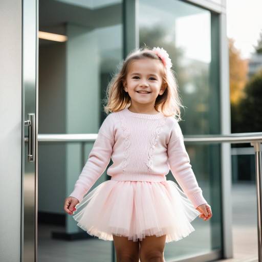 Smiling Toddler Girl in Pink Sweater and Tutu