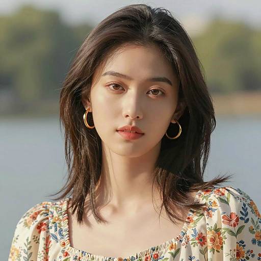 Radiant Young Woman in Floral Dress