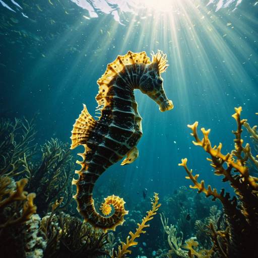 Seahorse in Underwater Kelp Forest Seahorse in Underwater Kelp Forest