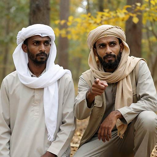 Dramatic Forest Scene with Two Men
