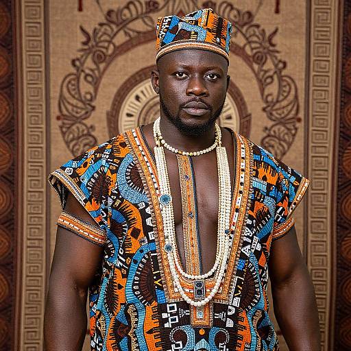 Muscular Man in Traditional African Attire