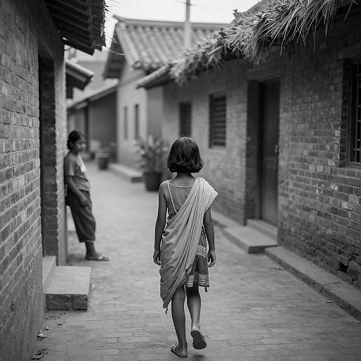 Captivating Village Scene in Monochrome