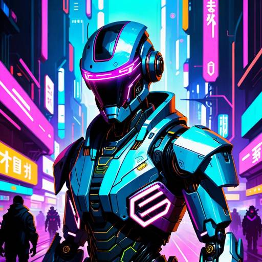 Futuristic Android in Cyberpunk Metropolis