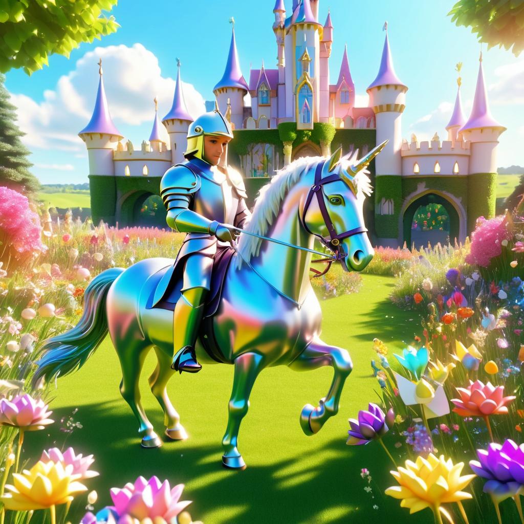 A Knight and Dragon in Enchanted Meadow