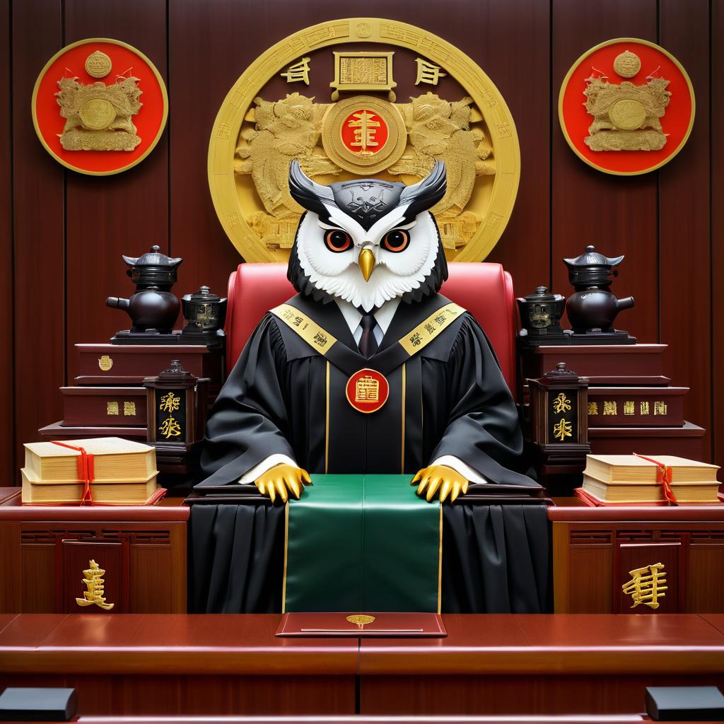 Wise Owl Presiding Over Taiwanese Court