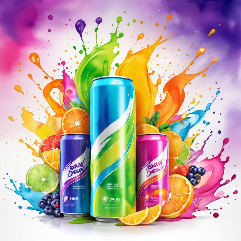 Whimsical Watercolor Energy Drink Illustrations