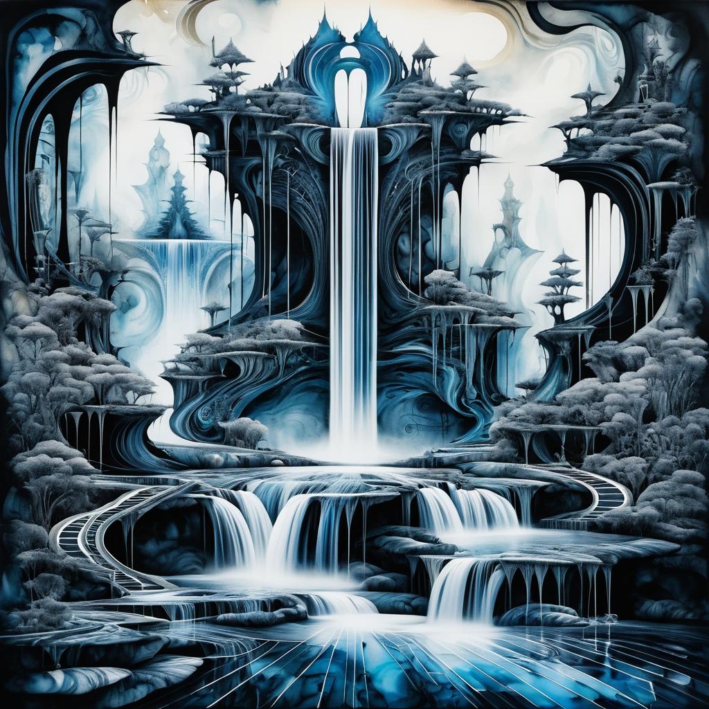 Surreal Uplifting Waterfall Landscape Art