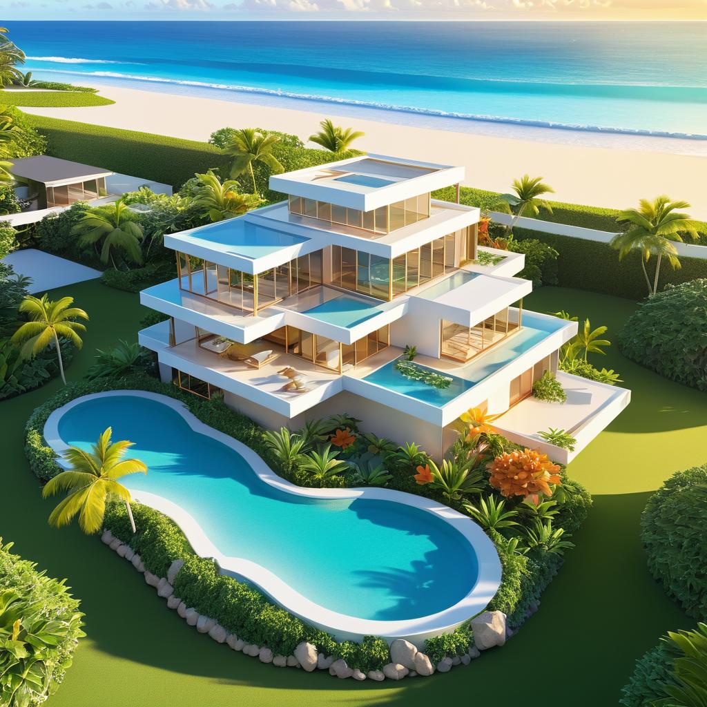 Tropical Anime Beach House Concept Art