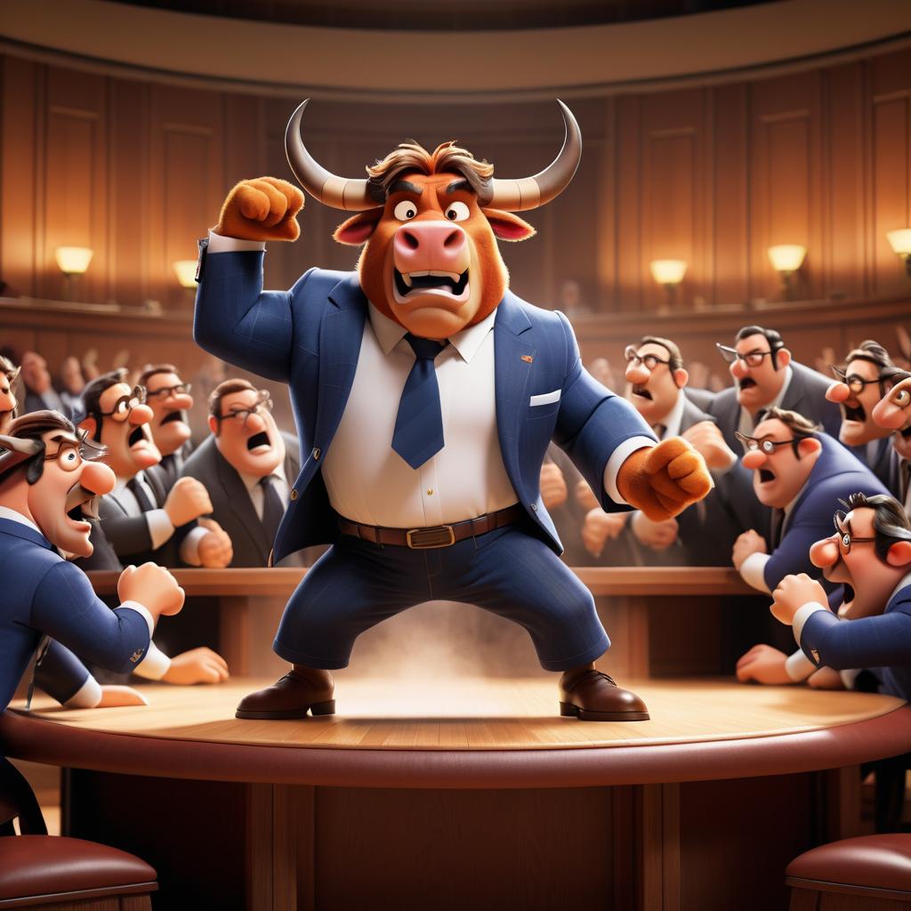 Lively Pixar-Style Courtroom Scene