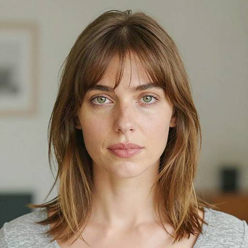 Neutral Portrait of a Woman with Green Eyes