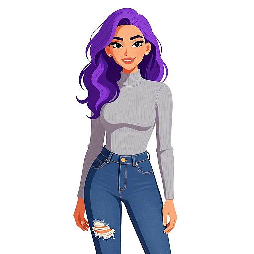 Chic Smiling Woman in Casual Outfit