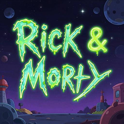 Rick and Morty Neon Sci-Fi Typography