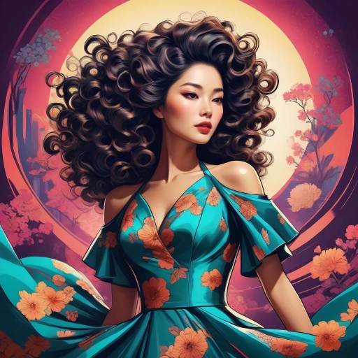 Glamorous East Asian Woman in Flora Gown Glamorous East Asian Woman in Flora Gown