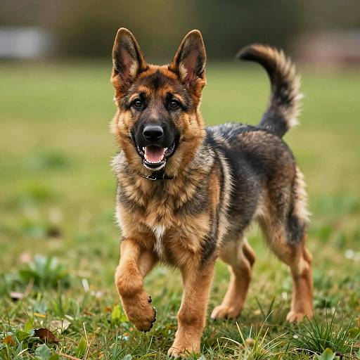 Joyful German Shepherd Puppy in Park