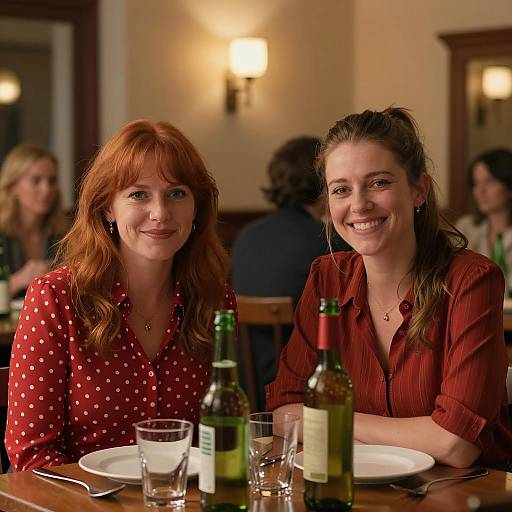 Two Friends Enjoying a Cozy Dinner