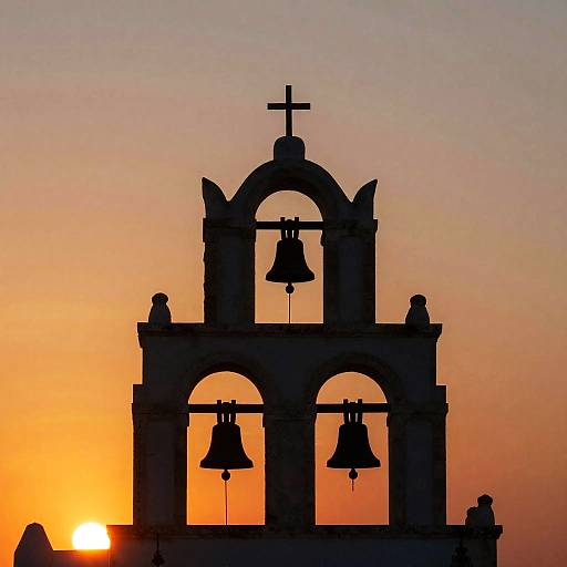 Silhouetted Bell Tower at Sunset