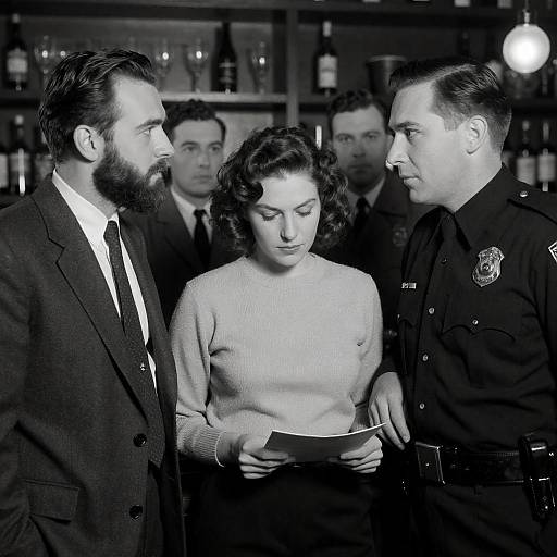 Mid-20th Century Bar Scene in Monochrome