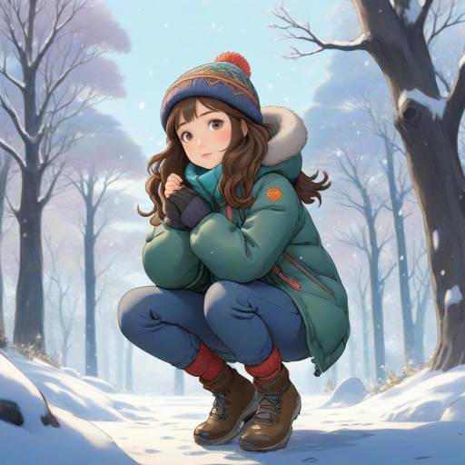 Serene Winter Girl in Studio Ghibli Style Serene Winter Girl in Studio Ghibli Style