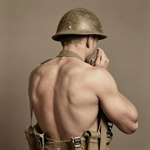 Pastel Buff WWII Soldier Photo