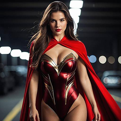 Realistic Girl Superhero with Cape