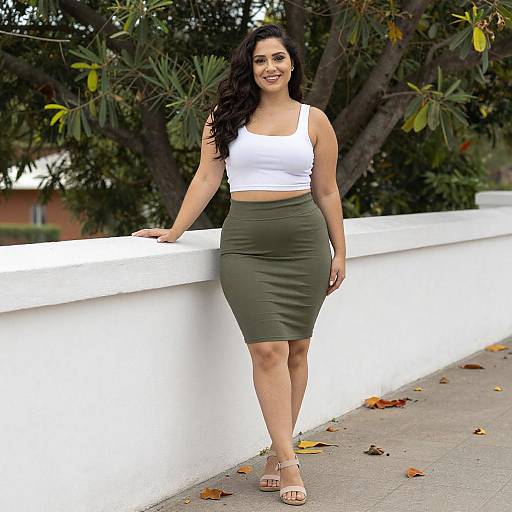 Curvy Woman Outdoors in Stylish Outfit