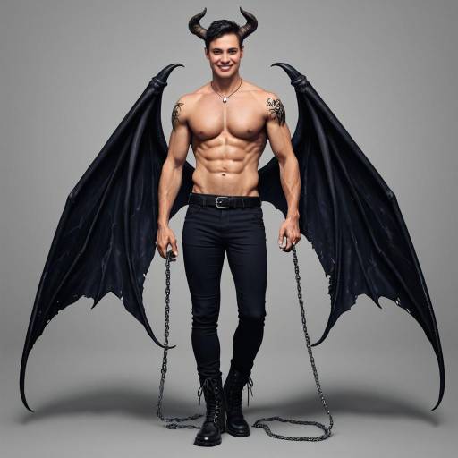 Athletic Demon Boy with Wings and Chains Athletic Demon Boy with Wings and Chains