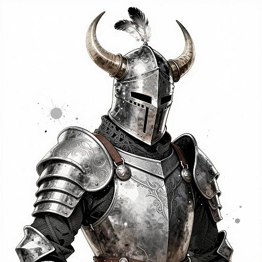 Armored Warrior in Ink Splatter Style