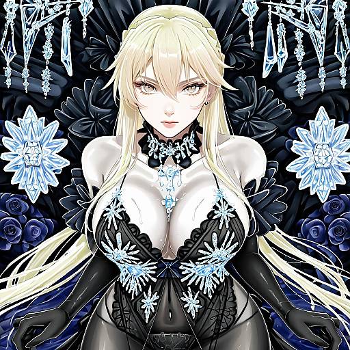 Illustration of Artoria pendragon (lancer alter) (royal icing) (fate), fate (series) in the style of Yukiwo