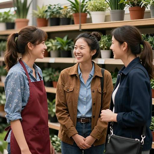 Three Women Laughing in Plant Store