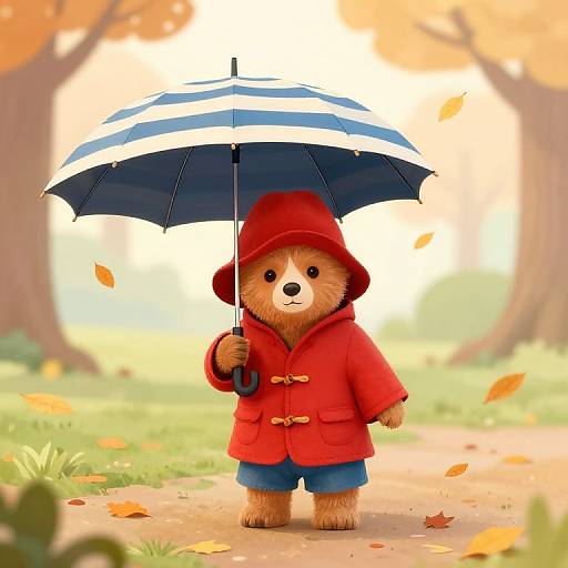 Cozy Paddington Bear Autumn Scene