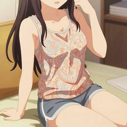 Cozy Anime Girl in Pastel Bedroom