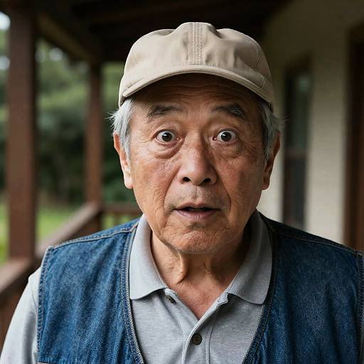 Surprised Elderly Man in Nighttime Setting