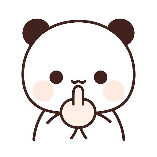 Cute digital drawing of a chibi-style panda with black ears, white face, blushing cheeks, and a small 