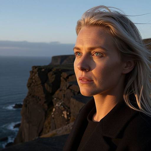 Introspective European Woman on Icelandic Cliff