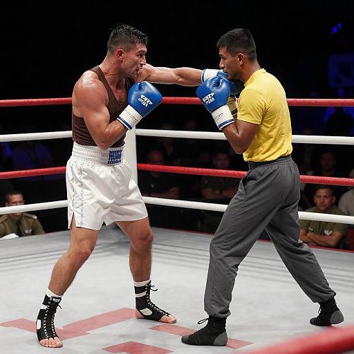 Intense Boxing Match in Dramatic Setting