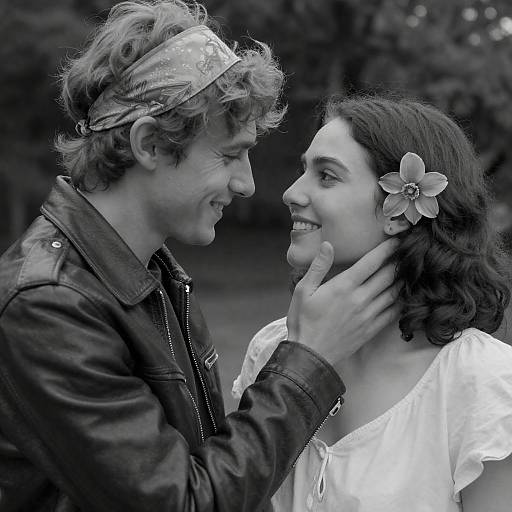 Intimate Black-and-White Outdoor Portrait