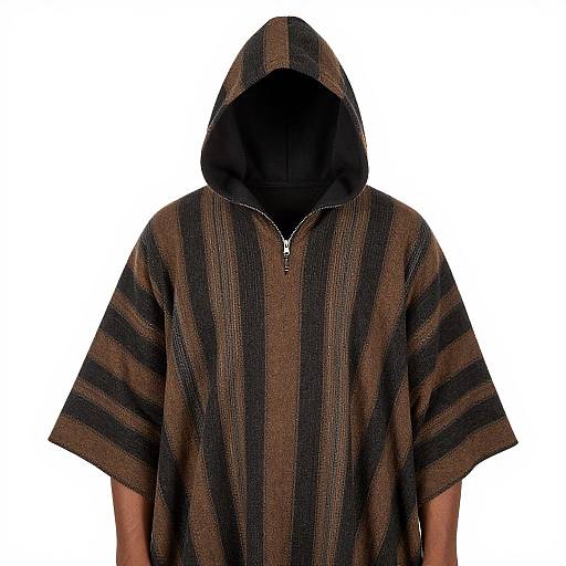 Man in Striped Hooded Poncho