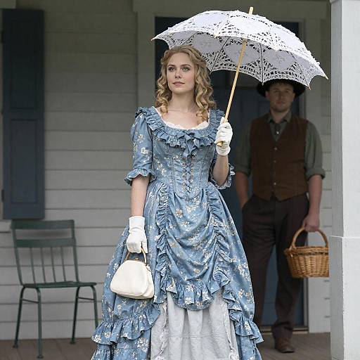 Victorian Portrait on Rustic Wooden Porch