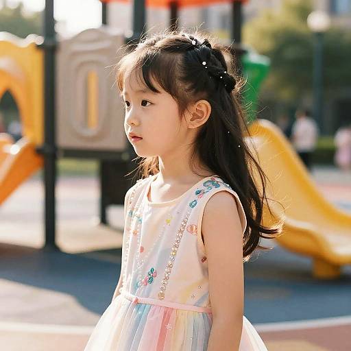 Child Girl Side Part Hairstyle Fashion