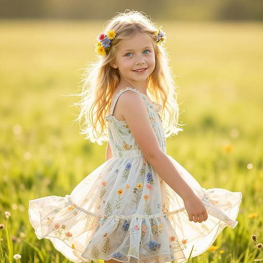 Joyful Blonde Girl in Sunlit Meadow