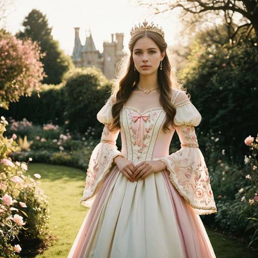 Young Woman in Vintage Princess Dress with Tiara