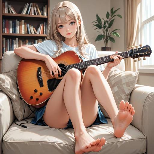 Momoka's Musical Moment on the Couch