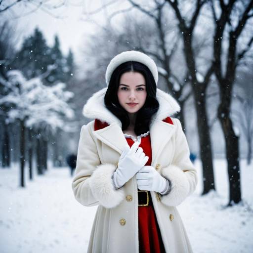 Woman in Snow White Inspired Winter Costume