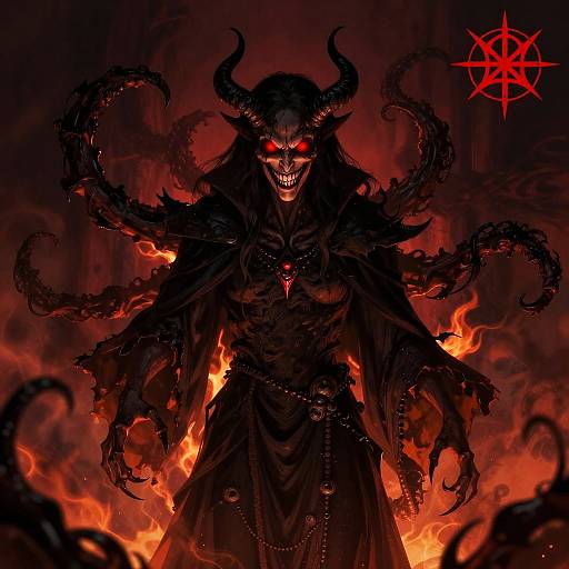 Gothic Demonic Figure with Flames