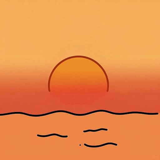 Cheerful Cartoon Sunset Illustration